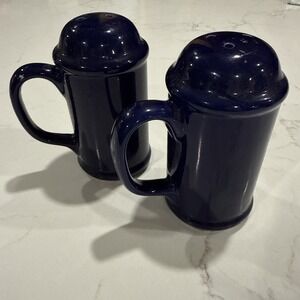 Cobalt Blue Ceramic Salt Pepper Shaker 4.75" Vintage Style Classic Kitchen Table